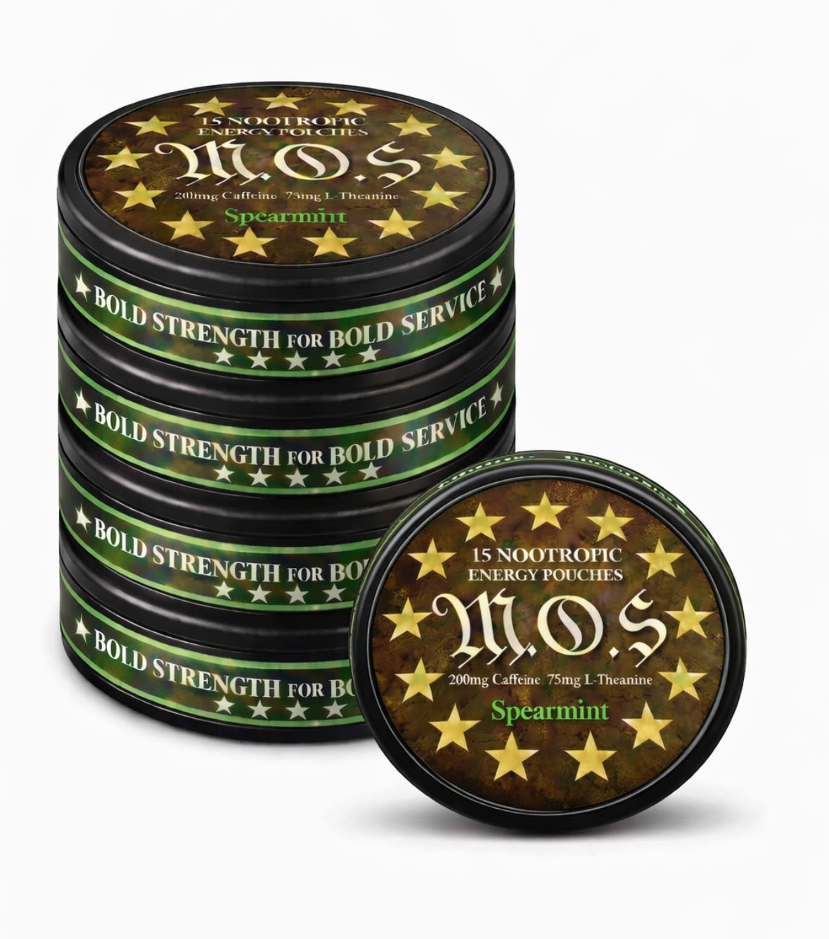 Spearmint 200mg Caffeine + 75mg L-Theanine Pouches - 5 Pack