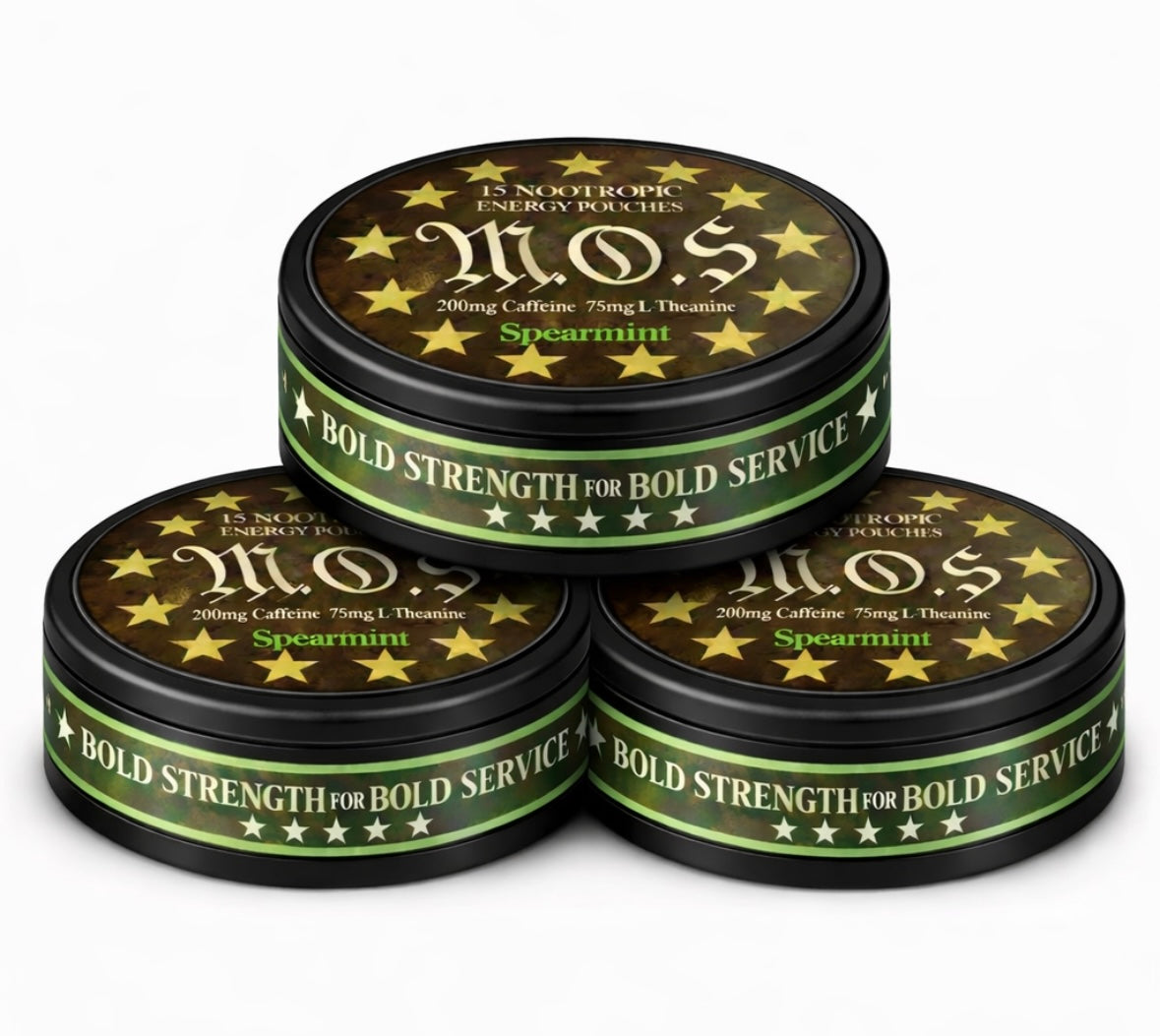 Spearmint 200mg Caffeine + 75mg L-Theanine Pouches - 3 Pack