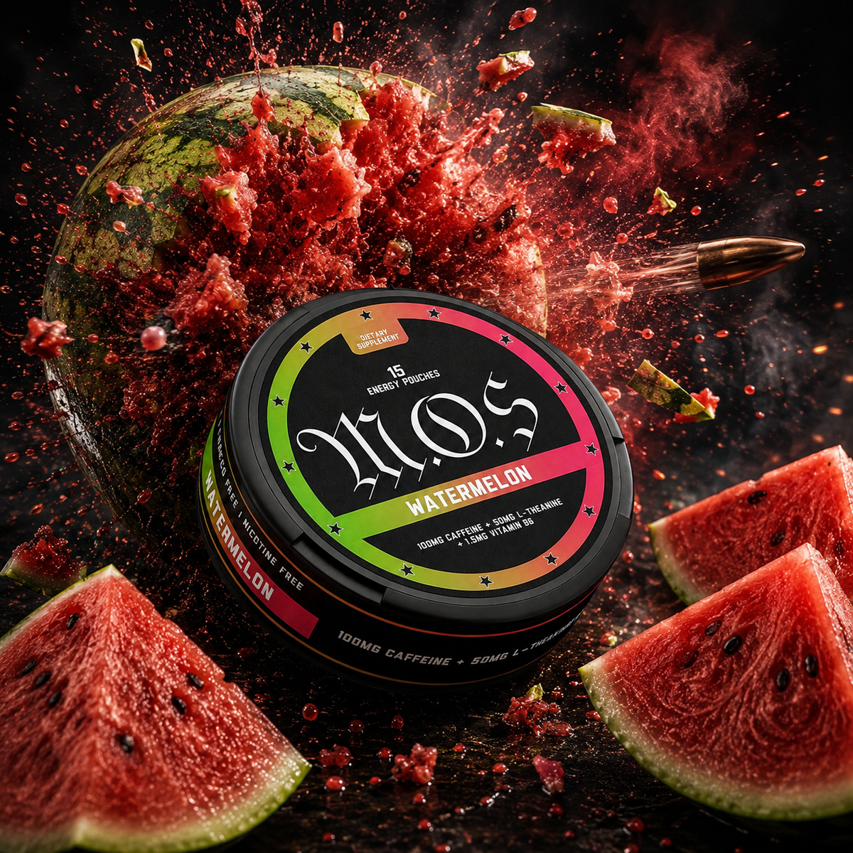Watermelon Caffeine + L-Theanine Energy Pouches — 100mg